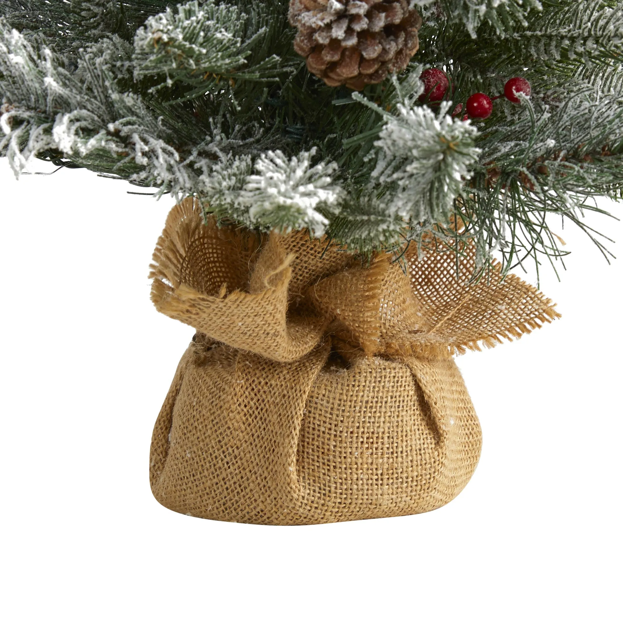 2' Flocked Artificial Christmas Tree w/ 30 Clear Lights, 73 Bendable Branches, P