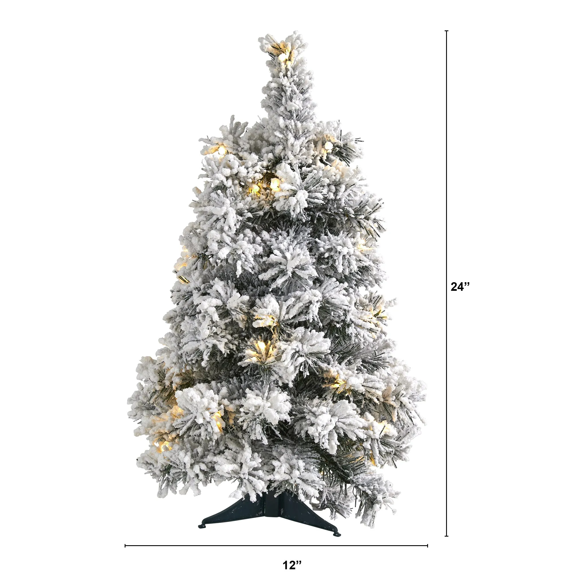 2' Flocked Artificial Christmas Tree with 30 Clear LED Lights