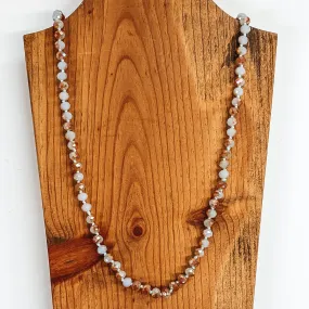 36 Inch Long Layering 8mm Crystal Strand Necklace in Periwinkle and Rust