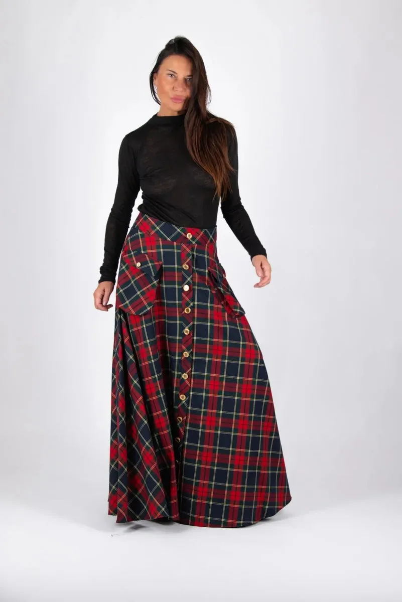 A line plaid skirt KATYA