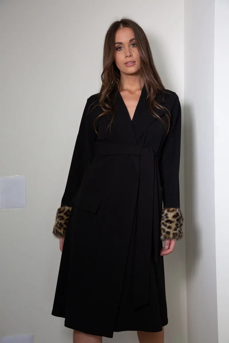 African Cat Trim Trench Coat
