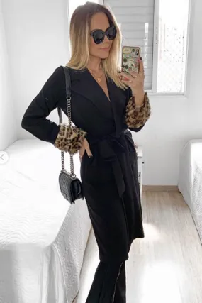 African Cat Trim Trench Coat