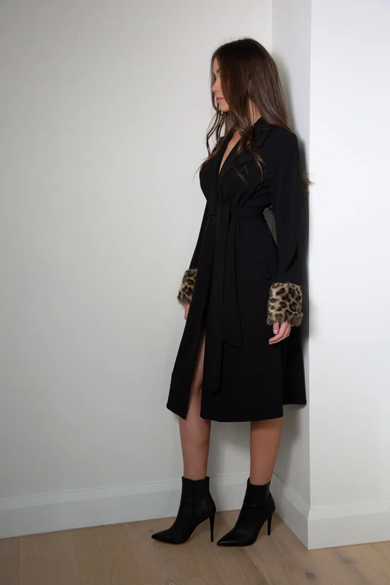 African Cat Trim Trench Coat