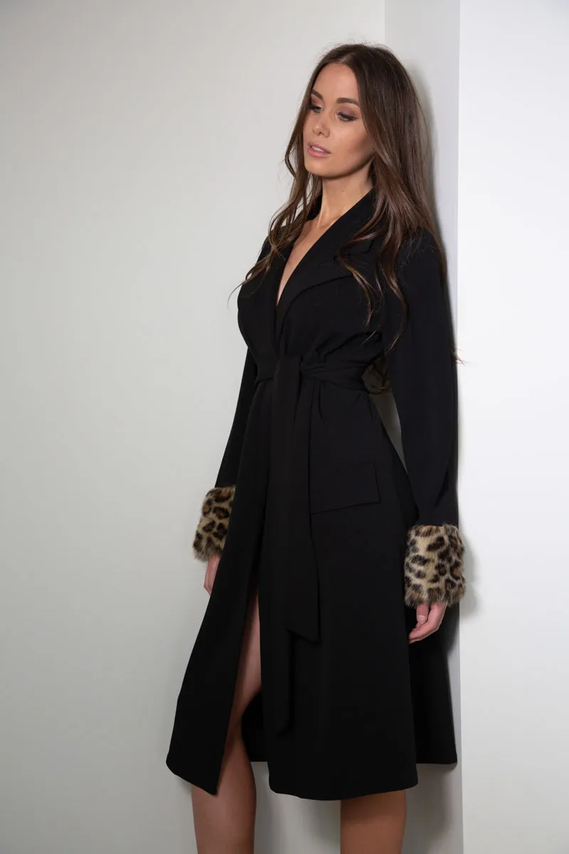 African Cat Trim Trench Coat