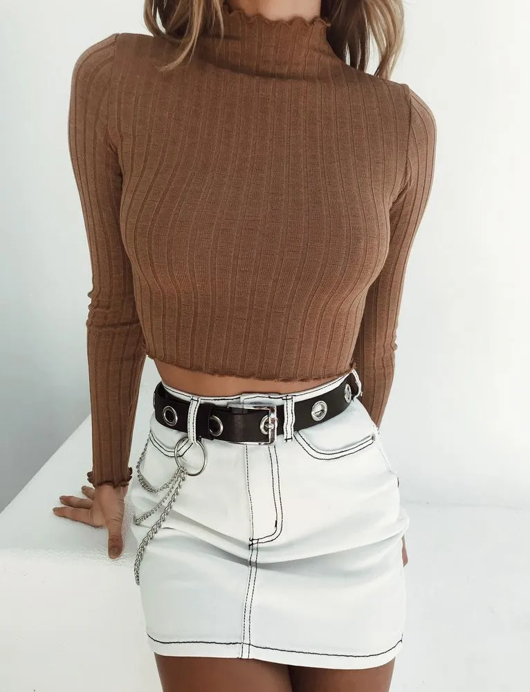 Alba Long Sleeve Top - Brown