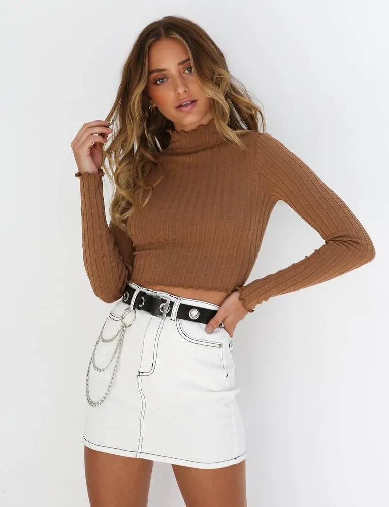 Alba Long Sleeve Top - Brown