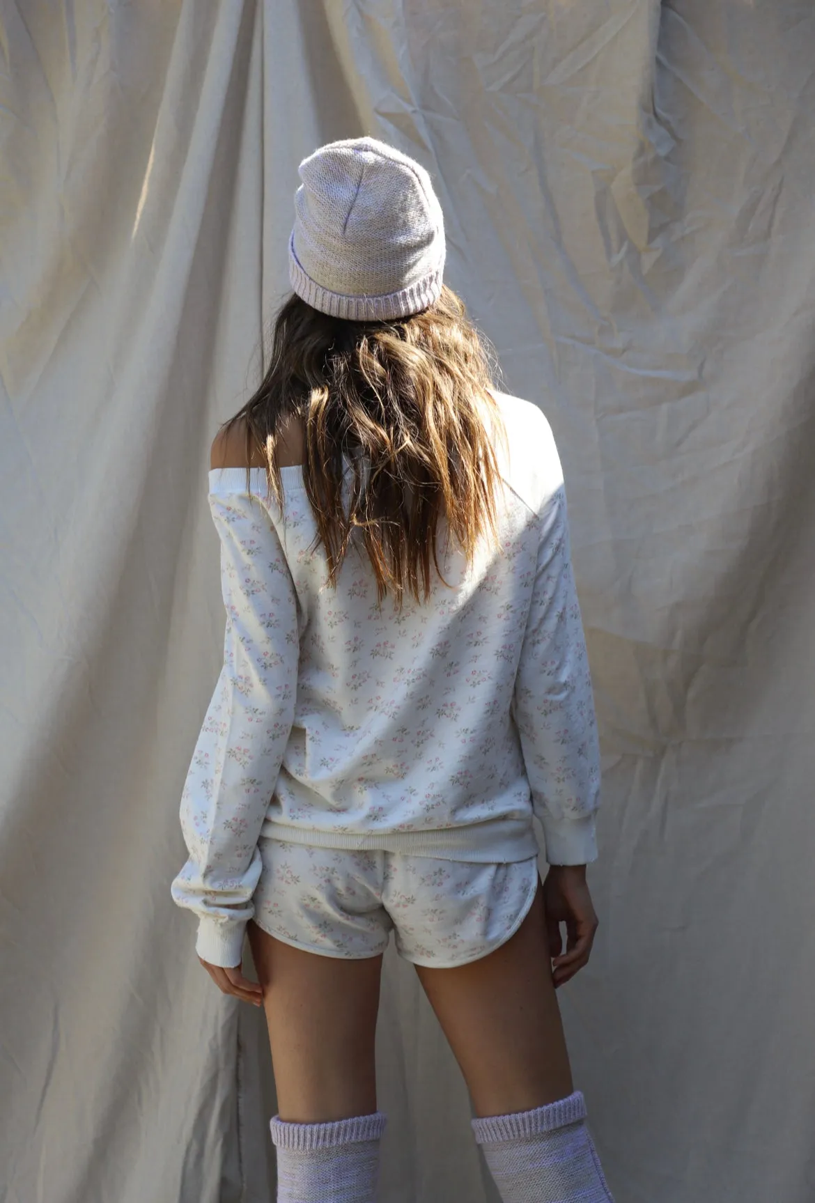 All Day Sweatshirt ~ White Winter Floral
