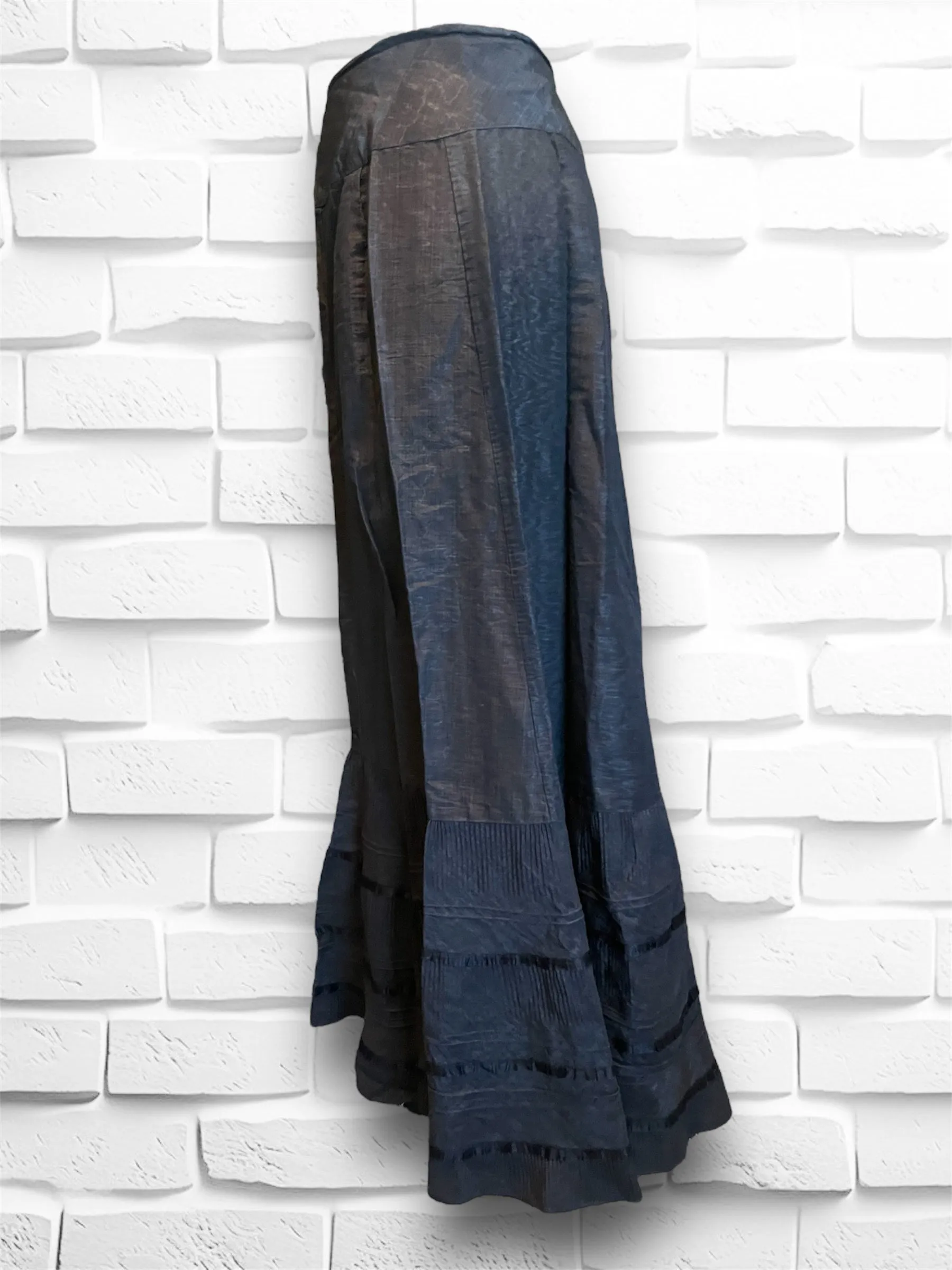 Antique Black Long Victorian Style Ruffled Bottom Skirt