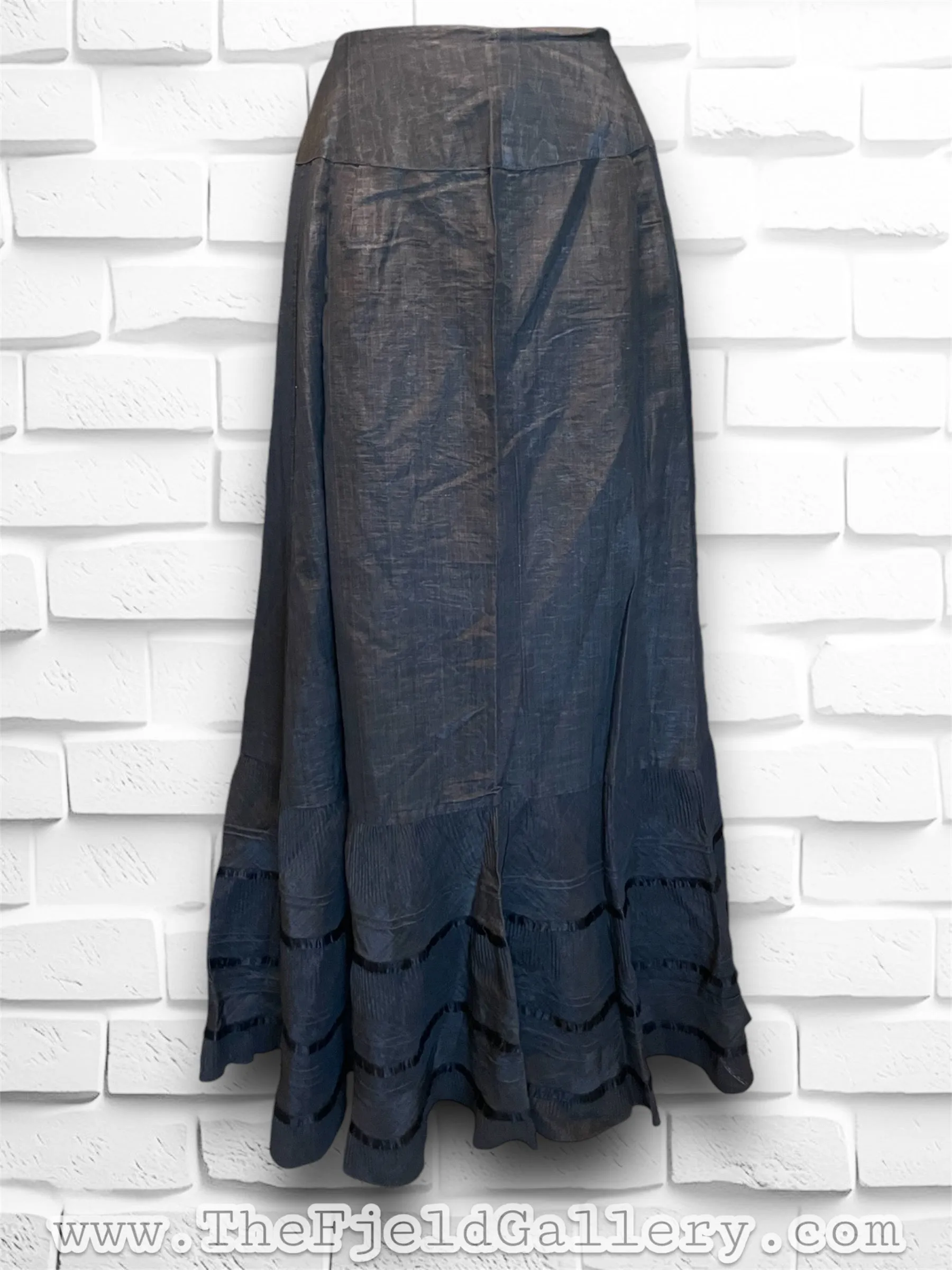 Antique Black Long Victorian Style Ruffled Bottom Skirt