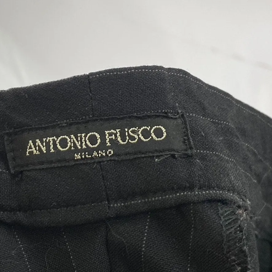 ANTONIO FUSCO MILANO Women's Black Pinstripe Straight-Leg Dress Pant SZ S
