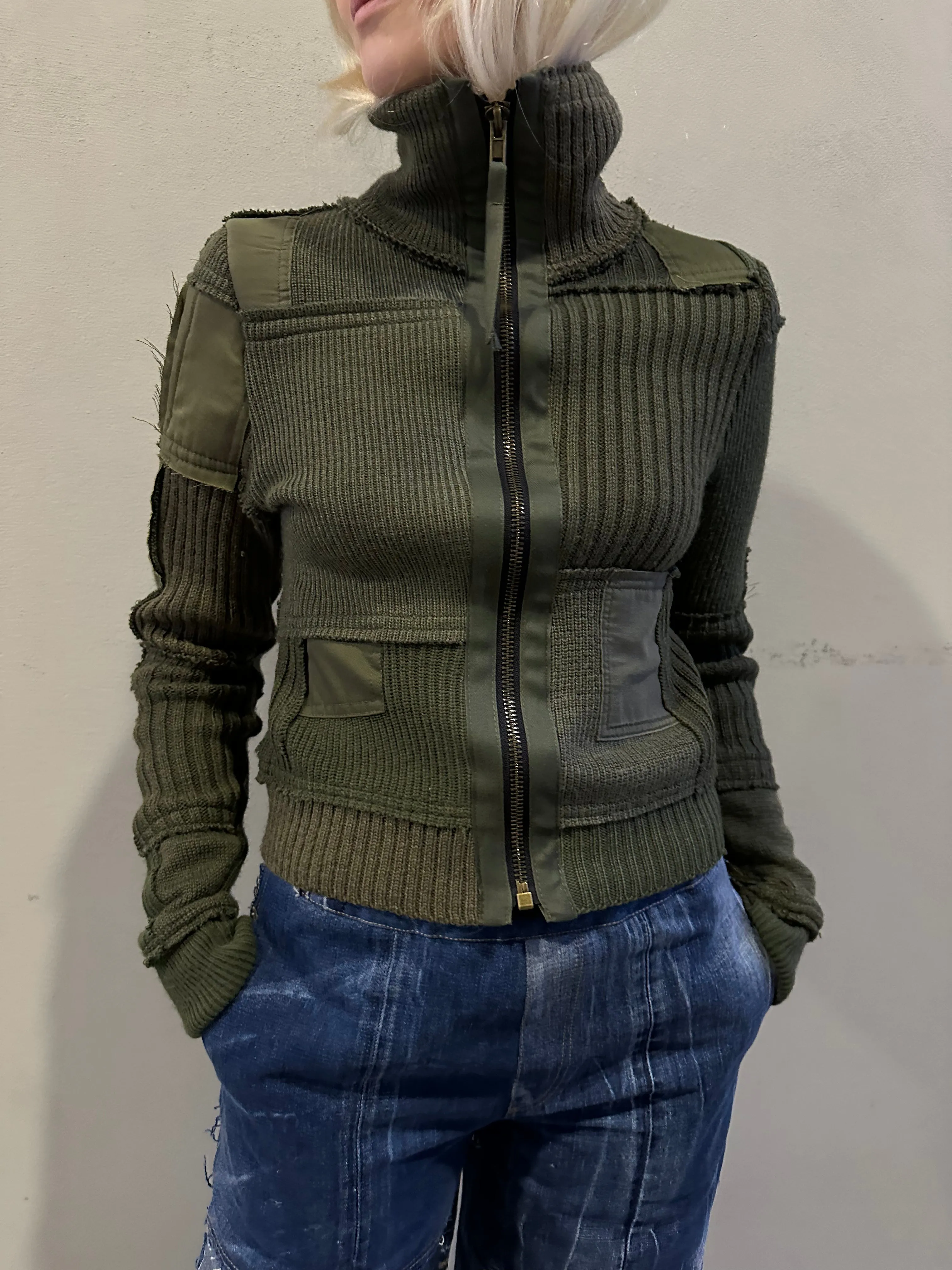 Army Zip Up Sweater