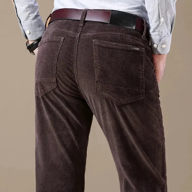 Autumn and Winter Men's Corduroy Casual Pants Business Fashion Elastic