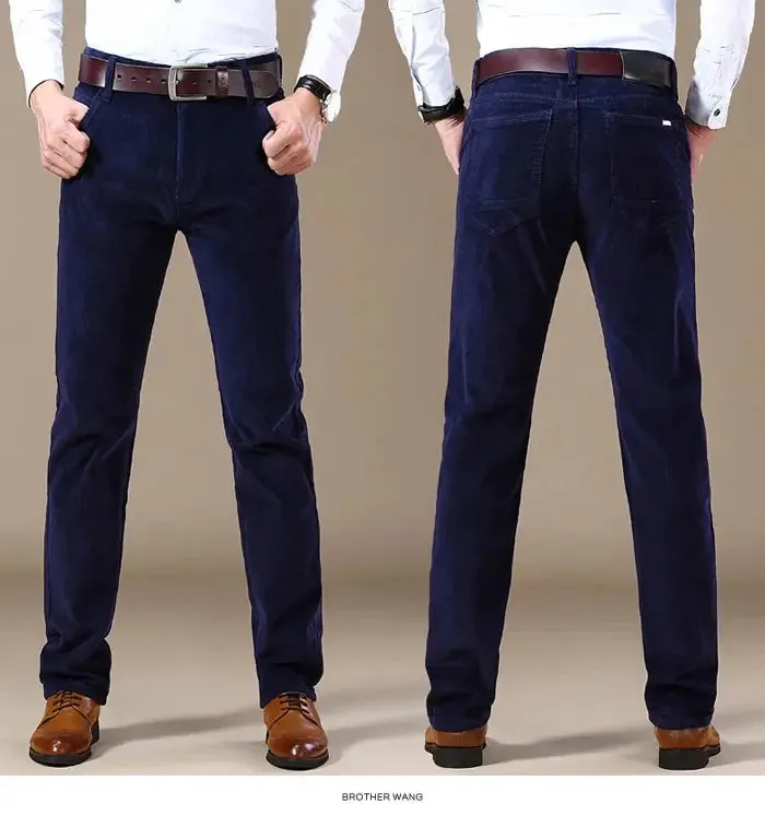 Autumn and Winter Men's Corduroy Casual Pants Business Fashion Elastic