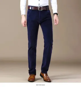 Autumn and Winter Men's Corduroy Casual Pants Business Fashion Elastic