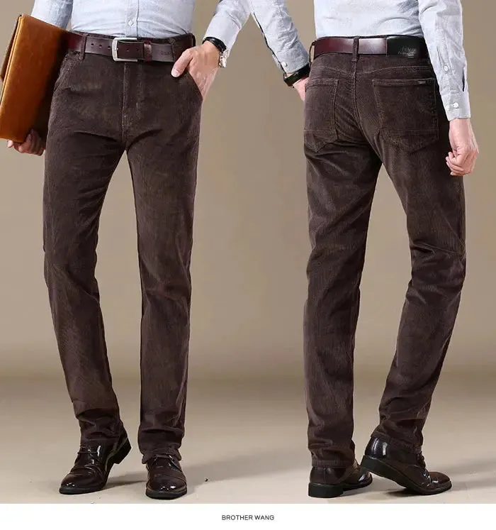 Autumn and Winter Men's Corduroy Casual Pants Business Fashion Elastic