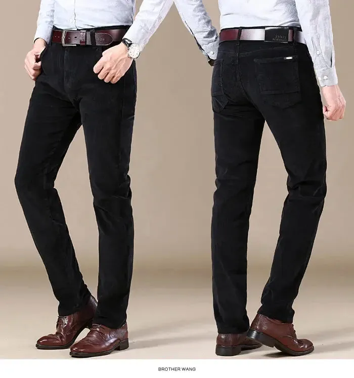 Autumn and Winter Men's Corduroy Casual Pants Business Fashion Elastic