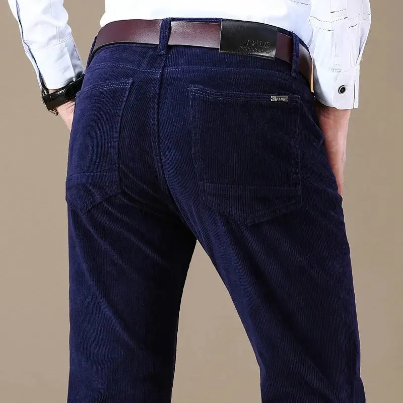 Autumn and Winter Men's Corduroy Casual Pants Business Fashion Elastic
