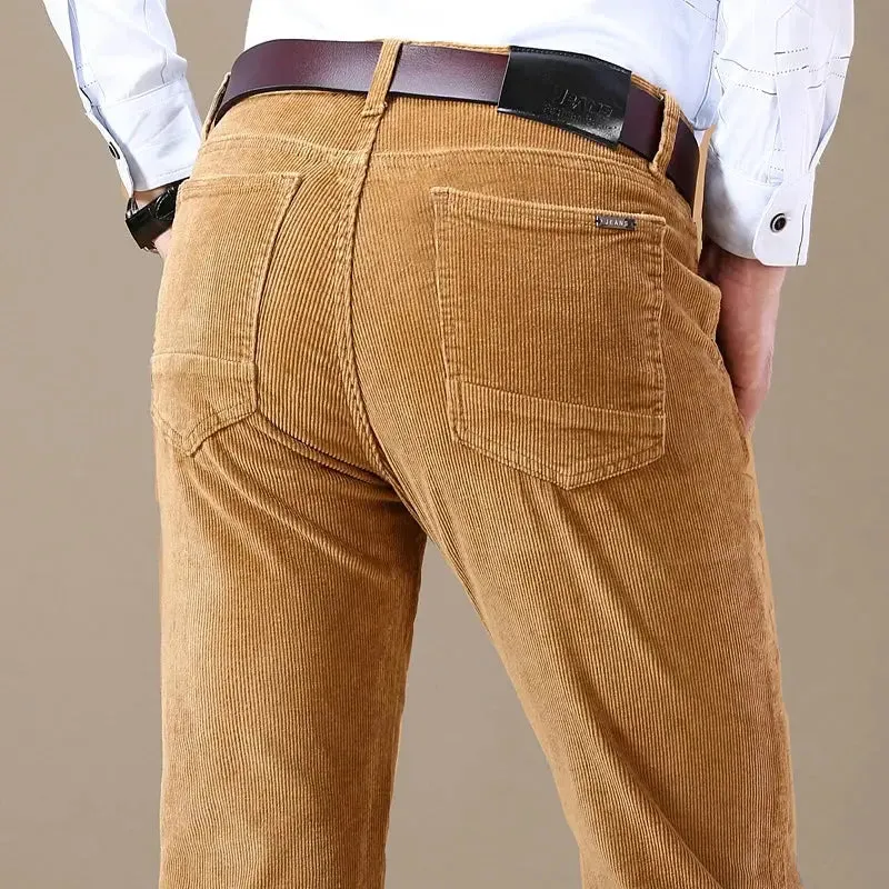 Autumn and Winter Men's Corduroy Casual Pants Business Fashion Elastic