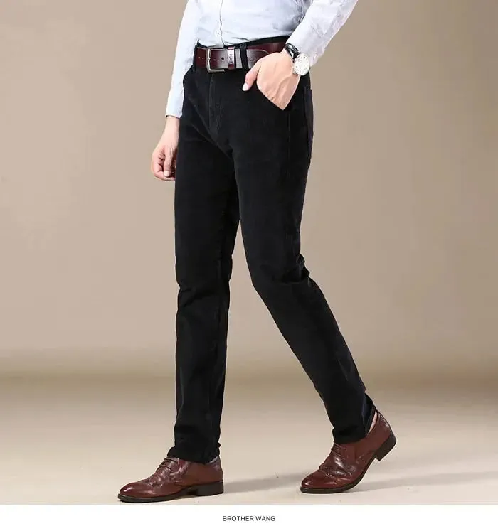 Autumn and Winter Men's Corduroy Casual Pants Business Fashion Elastic