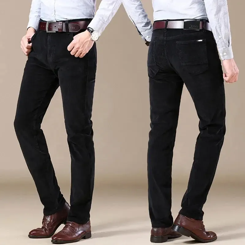 Autumn and Winter Men's Corduroy Casual Pants Business Fashion Elastic