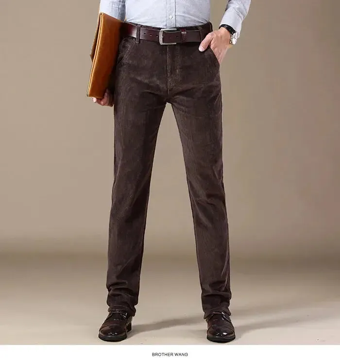 Autumn and Winter Men's Corduroy Casual Pants Business Fashion Elastic