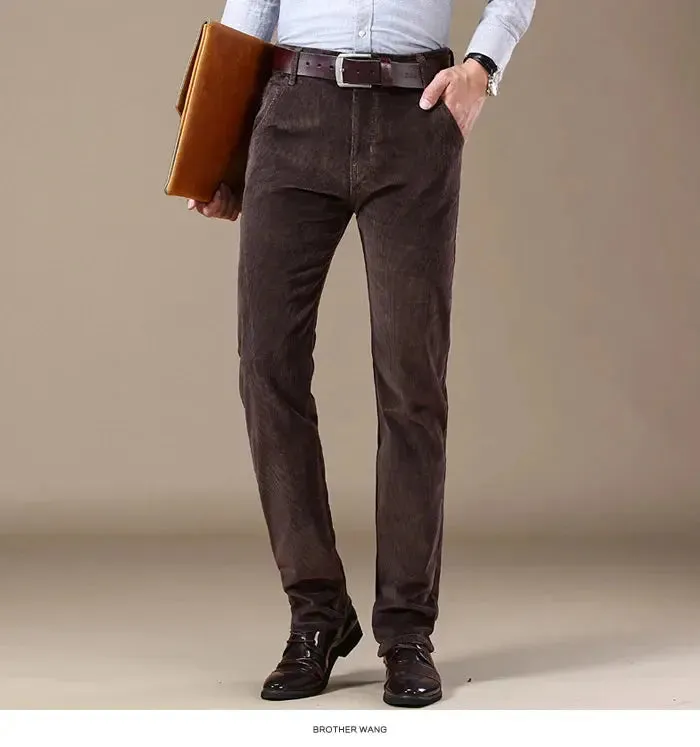 Autumn and Winter Men's Corduroy Casual Pants Business Fashion Elastic