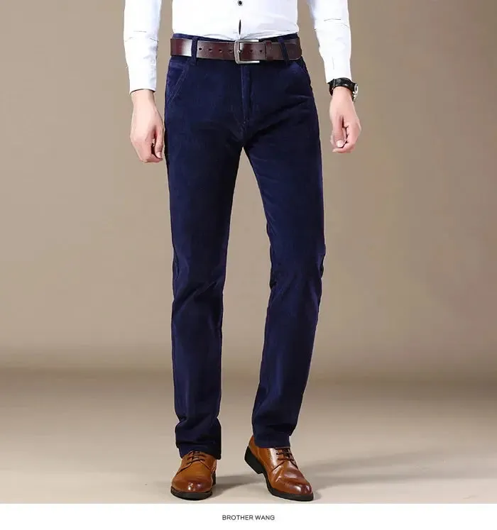 Autumn and Winter Men's Corduroy Casual Pants Business Fashion Elastic