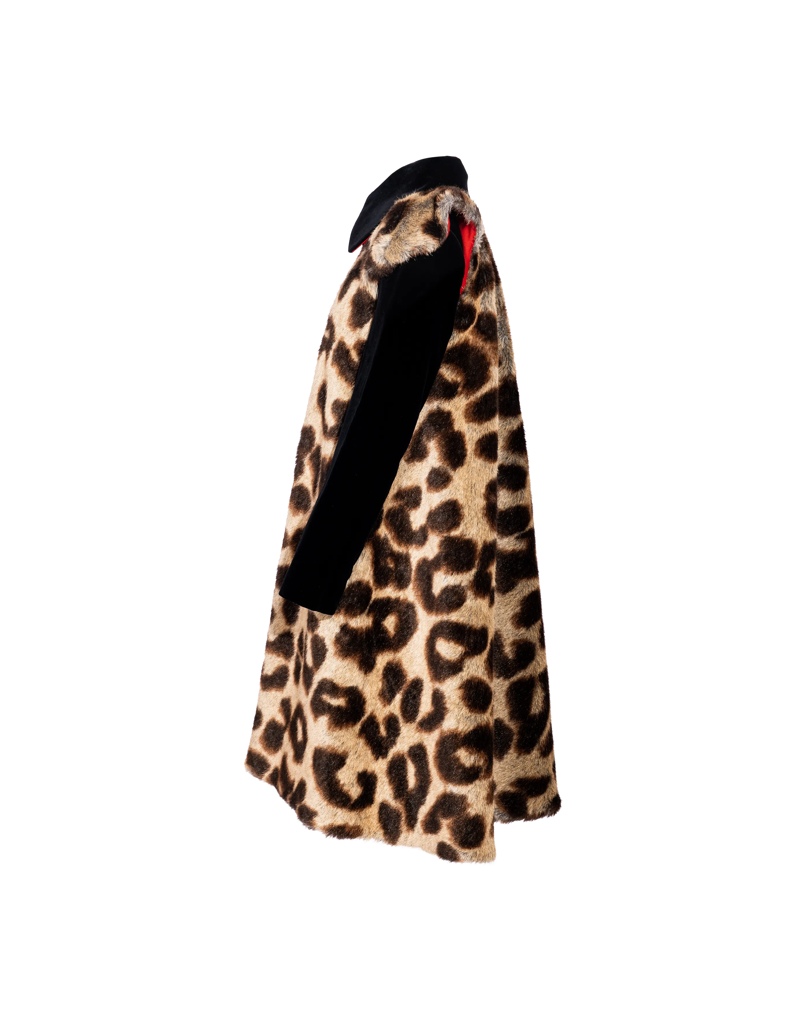 A/W 1996 Red and Leopard Print Contrast Coat