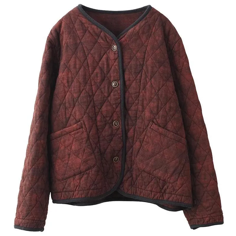 Babakud Women Winter Vintage Dyed Thick Cotton Warm Quilted Jacket