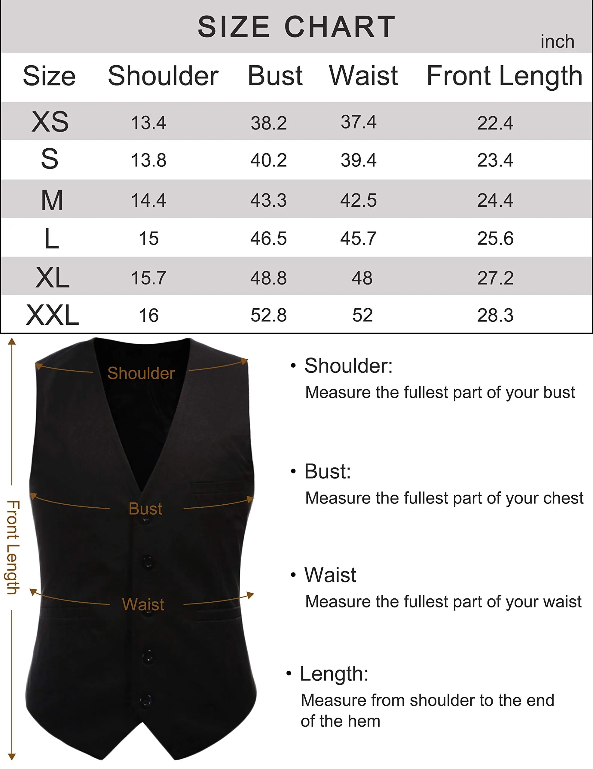 BABEYOND Mens Vintage Suit Vest Business Slim Fit Suit Vest Classic Waistcoat Black XX-Large