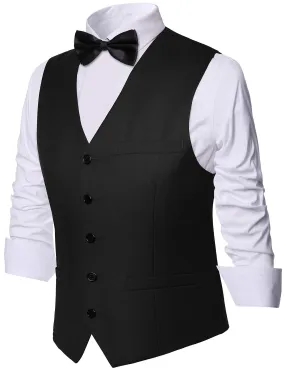 BABEYOND Mens Vintage Suit Vest Business Slim Fit Suit Vest Classic Waistcoat Black XX-Large