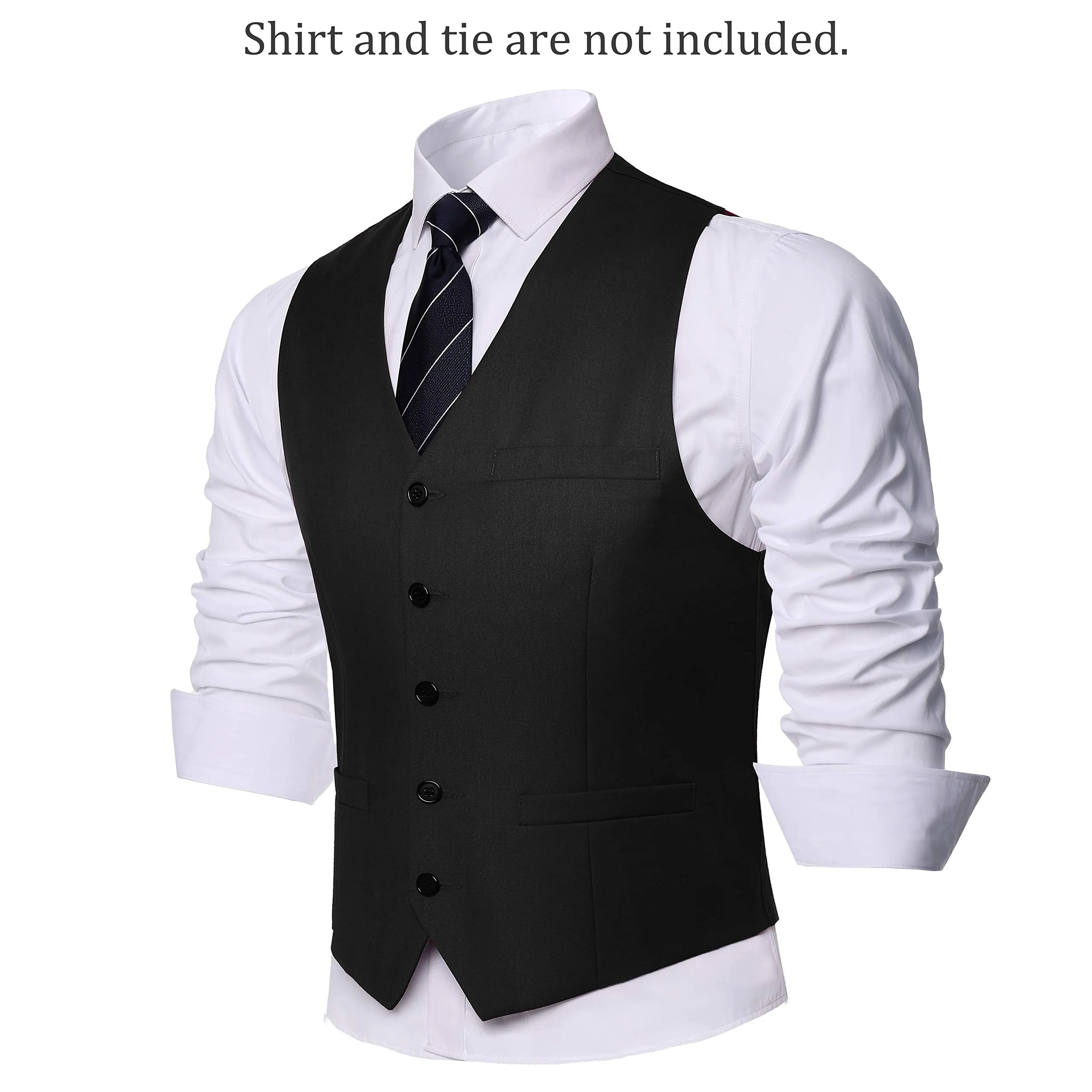 BABEYOND Mens Vintage Suit Vest Business Slim Fit Suit Vest Classic Waistcoat Black XX-Large