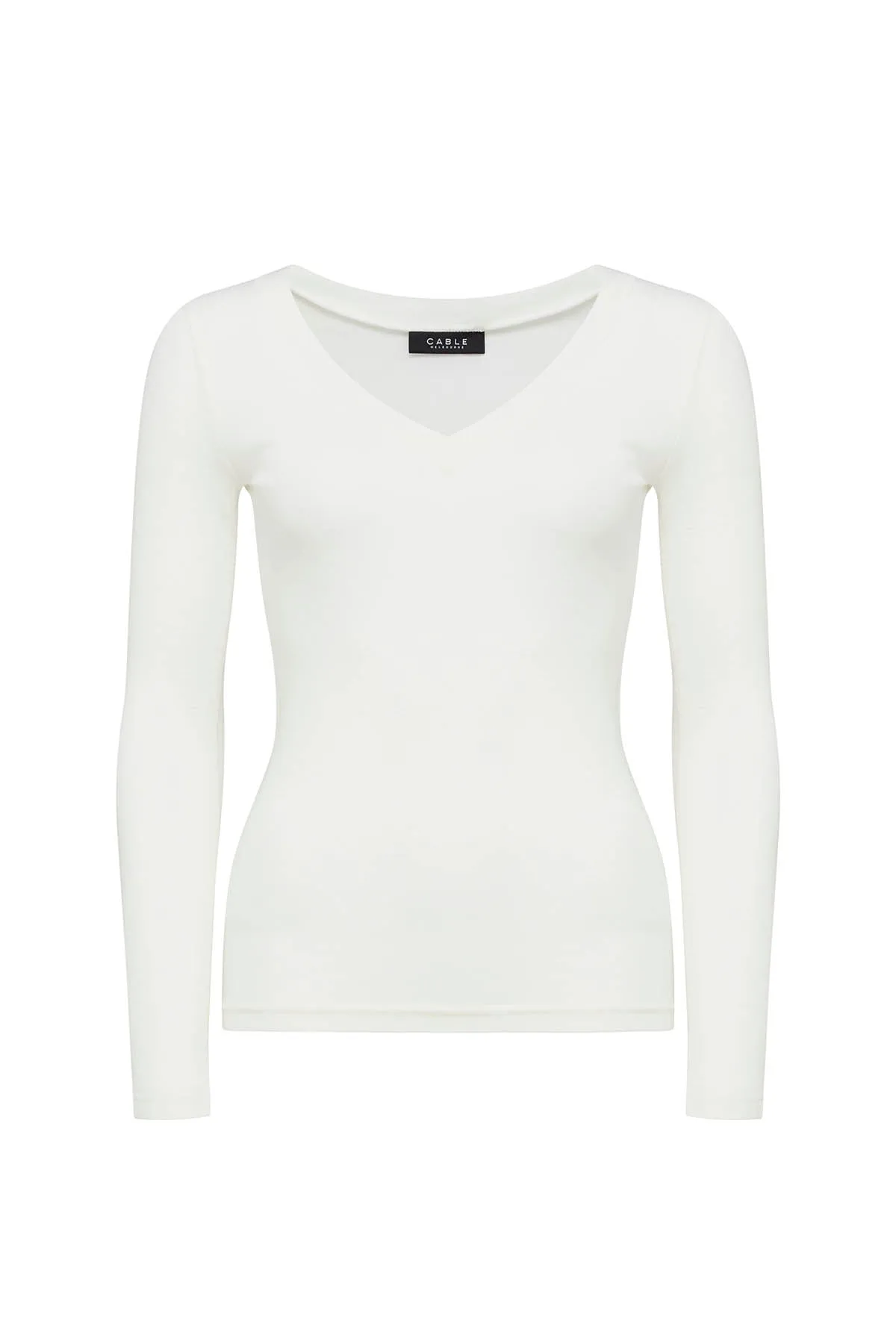 Babywool Rib V Neck Top - Milk