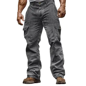 BACKWOODS | Men's Solid Color Corduroy Multi-Pocket Cargo Straight Pants