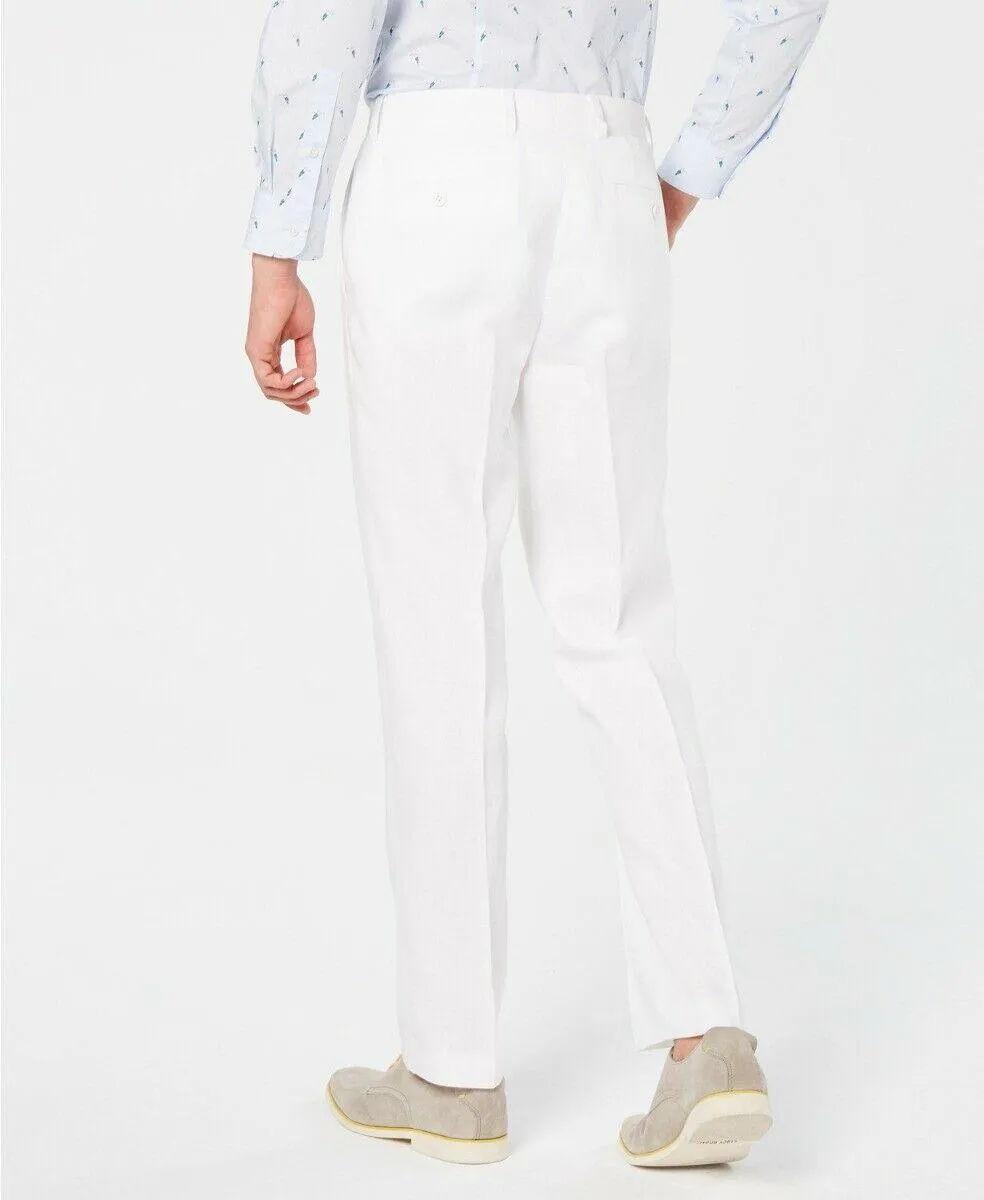 Bar Iii Mens Slim fit Dress Pants 30 / 30 White Solid