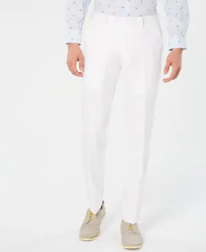 Bar Iii Mens Slim fit Dress Pants 30 / 30 White Solid