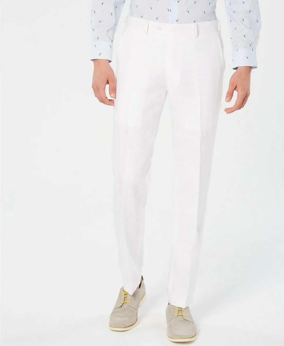 Bar Iii Mens Slim fit Dress Pants 30 / 30 White Solid