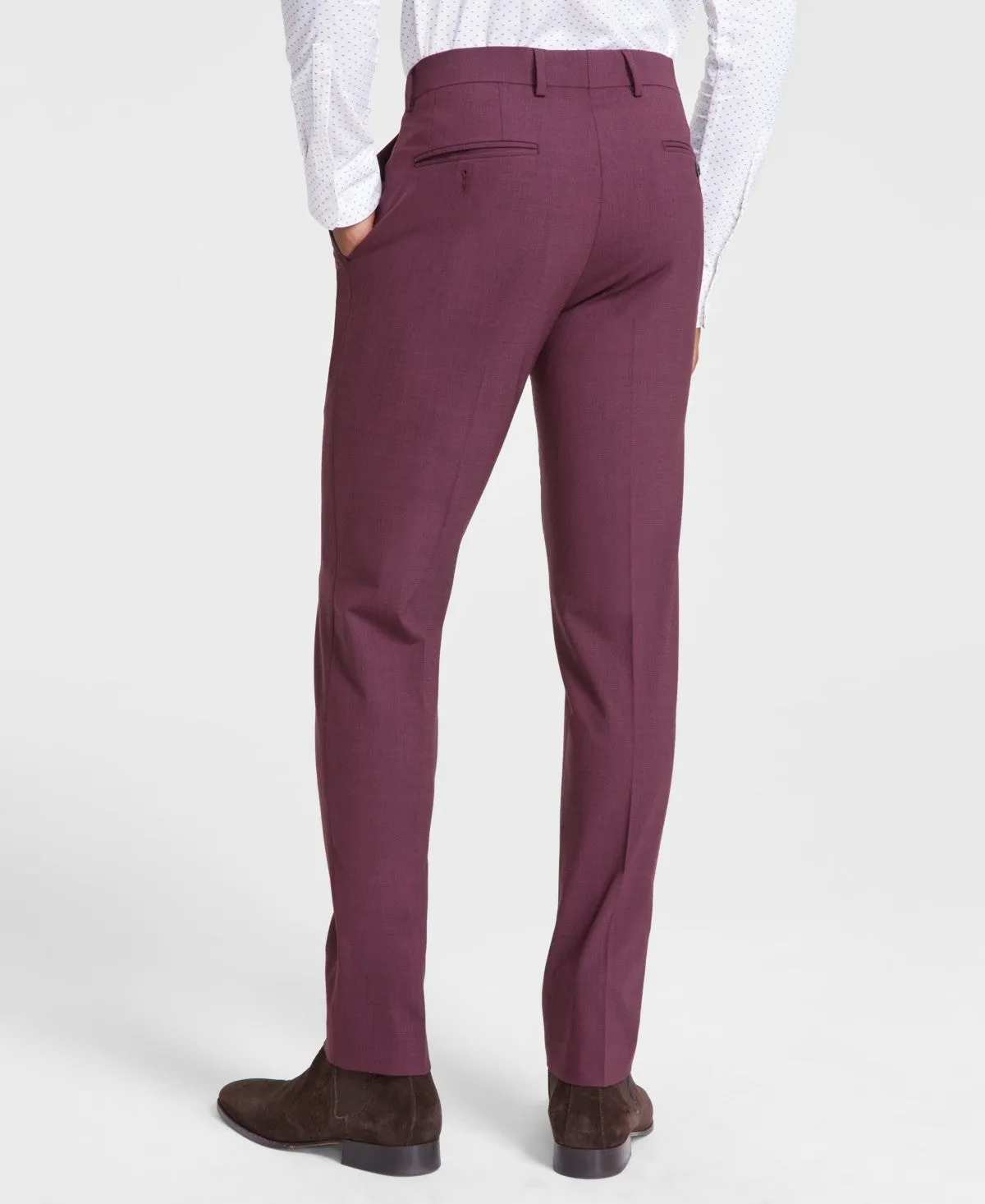 Bar Iii Mens Slim fit Dress Pants 32 / 32 Red Solid Stretch