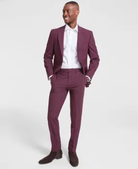 Bar Iii Mens Slim fit Dress Pants 32 / 32 Red Solid Stretch