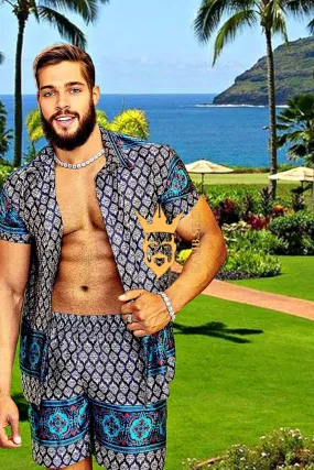 Barocco Print Silk Set - Elevate Your Summer Style with a Refreshing Twist - Crafted from 100% Pure Silk