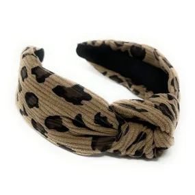 Beige Animal Print Knot Headband