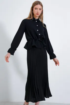 BGD Women Pleated Skirt Two-Piece Set - Black - Avondale
