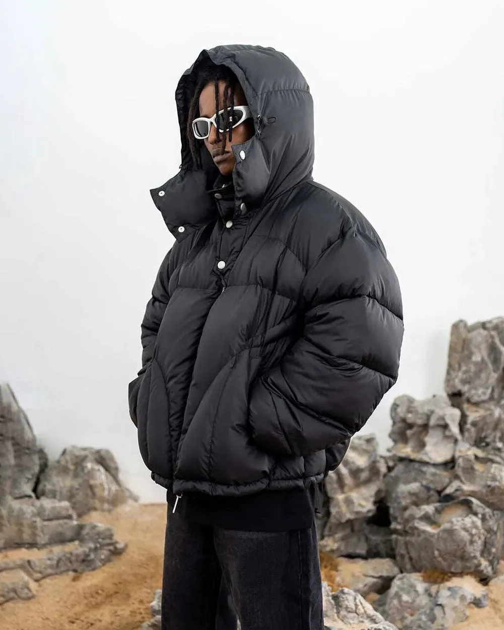 Black Hooded Puffer Jacket