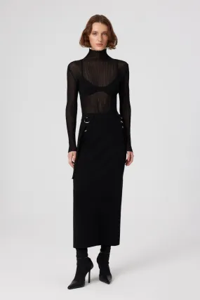 Black Transparent Turtleneck Blouse