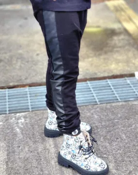 Black/Black Pleather Joggers