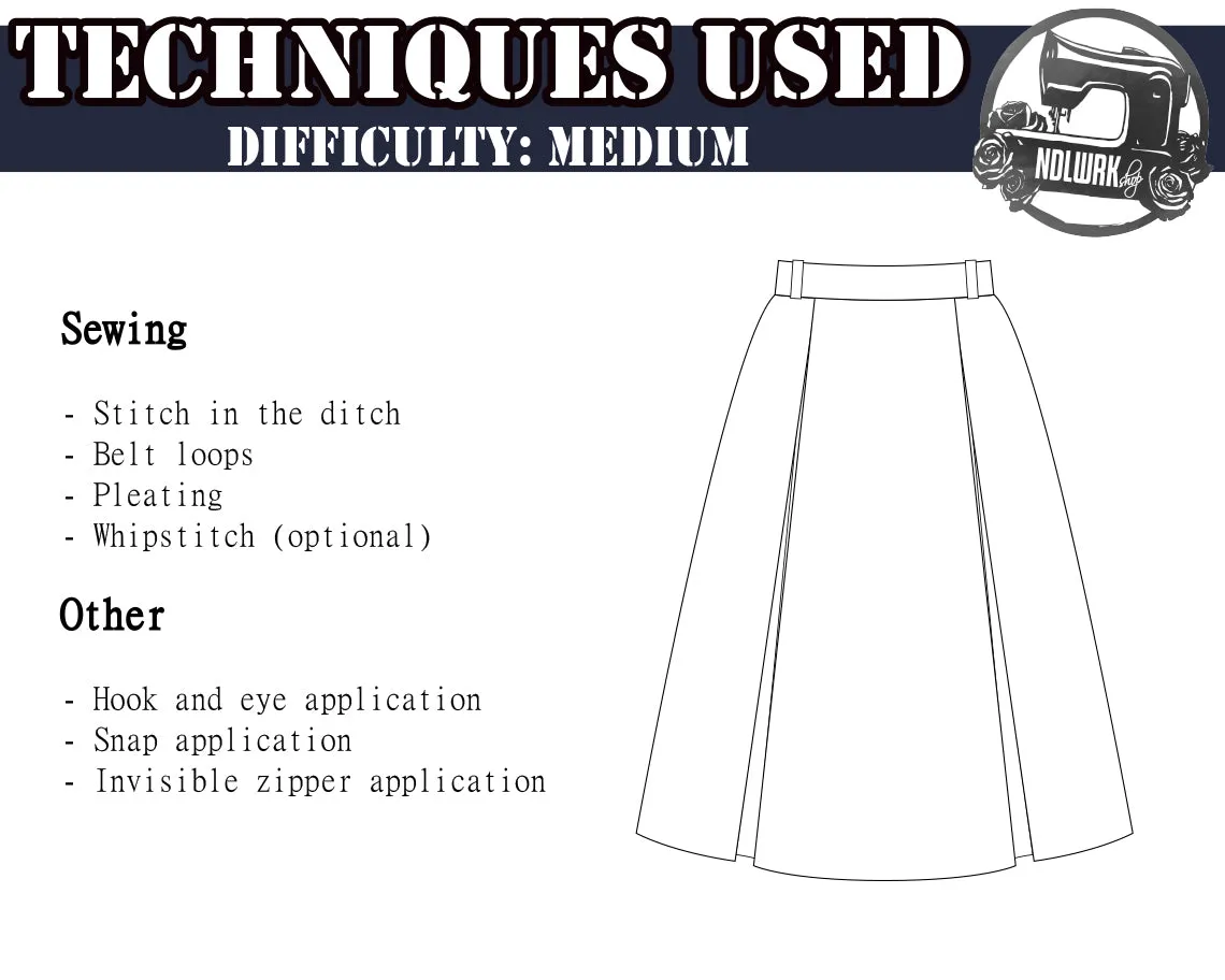 Box Pleated Skirt Sewing Pattern/Downloadable PDF File and Tutorial Book