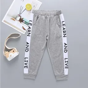 Boys Letter Print Constrast Track Pants