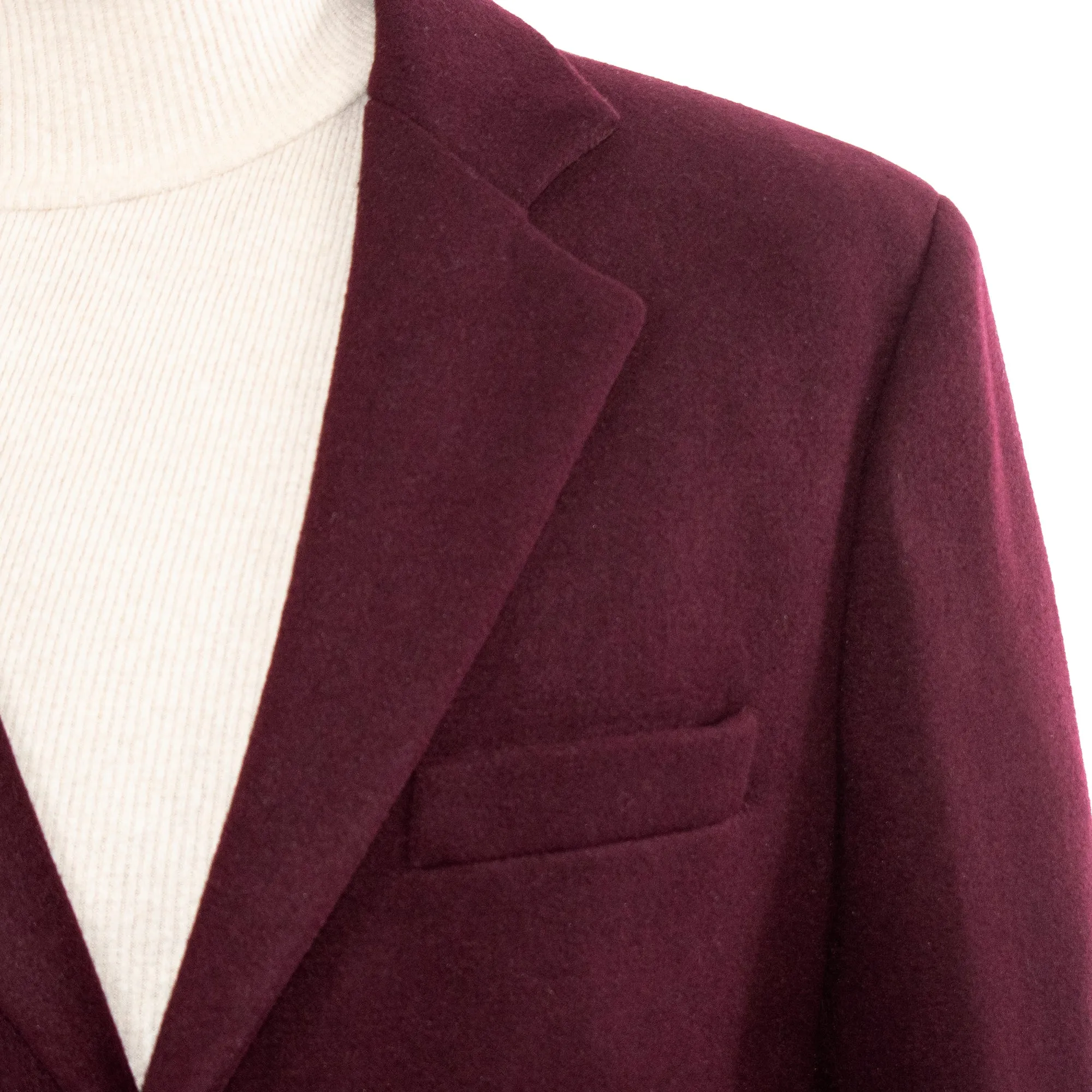 Burgundy Wool Slim-Fit Overcoat
