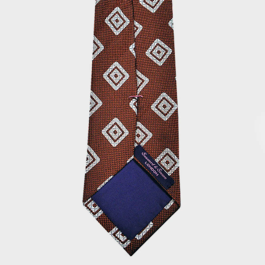 Burnt Sienna Diamond Geo Natte Silk Tie