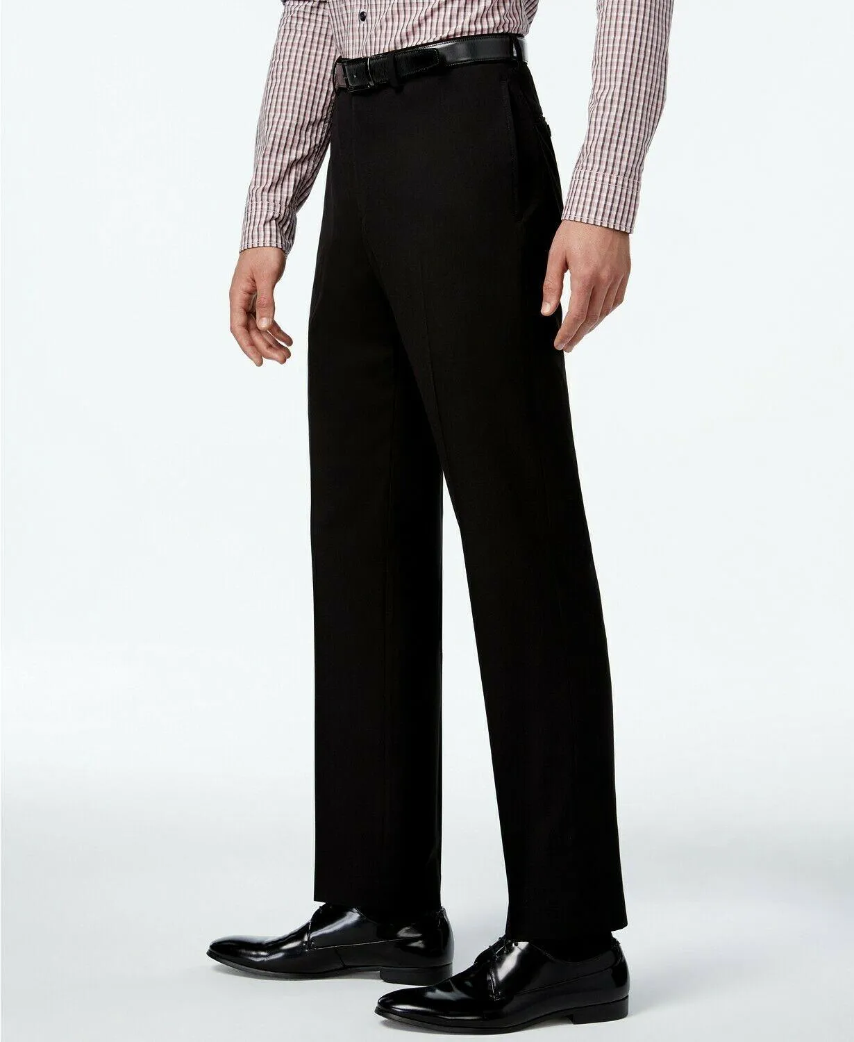 Calvin Klein Mens Slim fit Dress Pants 31 / 30 Black Solid Stretch